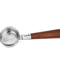 Pull That Perfect Shot With This 58mm Bottomless Portafilter Featuring Two Heavy Duty Filter Baskets And A Straight Up Comfy Wood Handle For Keeping Your Daily Brew Game Tight, sleek design with polished steel and wooden handle.