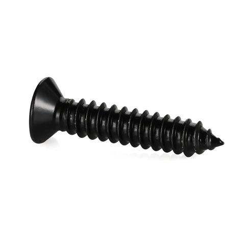 Hella Durable Number 10 X 1 Inch Flat Head Sheet Metal And Wood Screws, Black Stainless Steel, self-tapping fastener in focus.