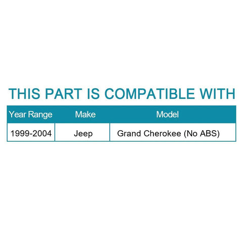Compatibility chart for Front Wheel Hub Bearing Assembly For Jeep Grand Cherokee 1999 2004 5 Lug Non ABS Drop-In Replacement