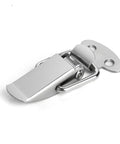 Durable Spring Loaded Latch Catch Toggle Hasp For Cabinet Boxes Sliding Doors And Windows Made From Mild Steel Heavy Duty Simple Lock Hardware Tool Accessory, close-up view.