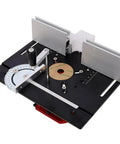Rock Solid CNC Aluminum Router Table Lift System Featuring Smooth Anodized Finish And Two Inch Stroke Giving Dead On Millimeter Micro Adjustment For Serious Woodworking Tasks, showcasing precision components and manual crank.