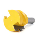 Premium Reversible 12mm And 12.7mm Shank Tenon Router Bit for smooth woodworking projects, featuring a yellow body and steel blade.