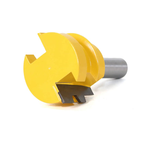 Premium Reversible 12mm And 12.7mm Shank Tenon Router Bit for smooth woodworking projects, featuring a yellow body and steel blade.