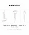Solid 9-Piece Hex Key Set Crafted From Tough Chrome Vanadium Steel For Easy Bike Repair Furniture Assembly And Household Fixes That Get The Job Done Right, folded set with dimensions
