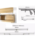 Cabinet Door Lift Assist Strut With Dual 250N Hydraulic Gas Springs for Smooth Vertical Swing Opening, measurements illustration