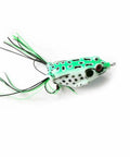 Green and white frog lure with 3D eyes, part of 5 Pack Frog Lure Topwater Fishing Crankbaits Realistic Frog Soft Bait 5.5cm 8g.