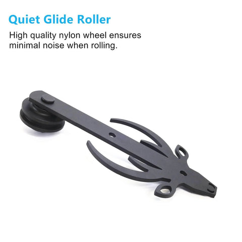 Quiet glide roller for Rustic Black Non Bypass Sliding Barn Door Hardware Kit For Two Doors 9 Ft Flat Track with Nylon Rollers