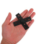 Person holding Stainless Steel Hidden Pivot Door Hinges With 360 Degree Rotation Concealed Center Shaft Hardware For Wood And Secret Doors Heavy Duty Matte Black Small Size Built Tough Ultra Durable And Anti Rattle Easy Install