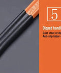 Close-up of the dipped handle of Beefy Heavy Duty Pipe Wrench 12 Inch Heat Treated Steel With Forged Hook Jaw For Superior Grip