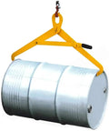 Heavy Duty Vertical Drum Clamp Lifter Tool For Steel And Plastic 550 Lb Capacity All Carbon Steel Construction lifting a steel drum.