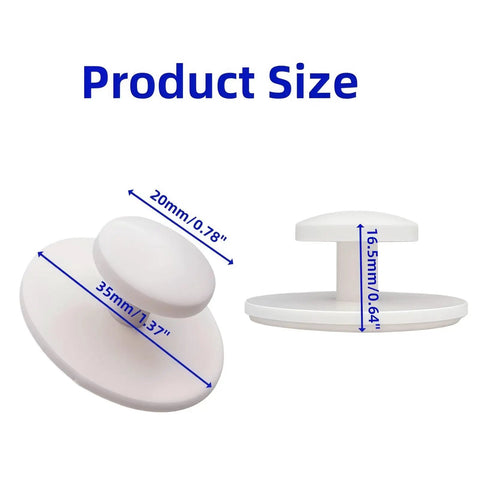 Hassle Free No Drill Cabinet Handles And Peel And Stick Knobs In Matte White for product size display, 20mm knob and 35mm base.