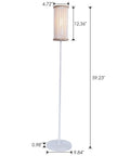 Boho Chic Floor Lamp With White Wood Beaded Shade For Bedroom, Living Room, And Girl Room, Tall 59 Inch Lighting with dimensions