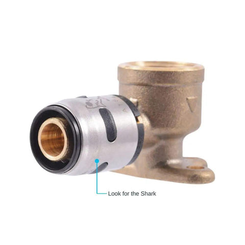EvoPEX Half Inch Push To Connect 90 Degree Elbow Female Adapter Pack Of 3 For PEX Pipe Plumbing Fittings, close-up view