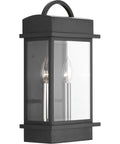 Two Light Outdoor Wall Lantern In Black Finish, Santee Style, Measures 15.25 Inches High By 8 Inches Wide By 8 Inches Deep