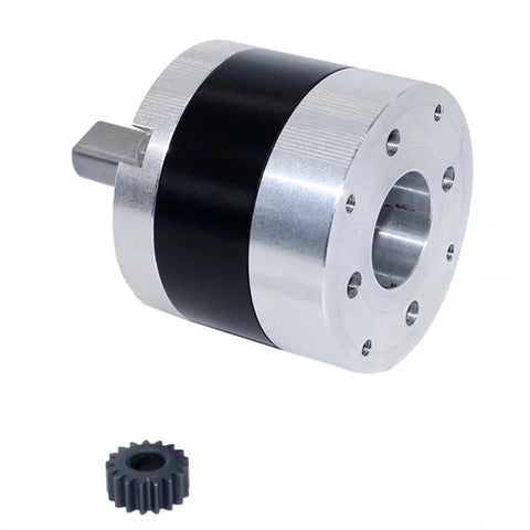 Top Shelf 45Mm Precision Planetary Gearbox And Gear Reducer For Dc Motors with sealed metal housing and attached gear.