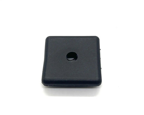 Black ABS plastic 15 Series 1.5 inch square end cap for 80 20 aluminum extrusion T slot accessories, smooth finish, top view