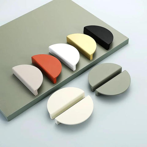Dark Grey Two And A Half Inch Drawer Pulls Set Of Eight Handles Four Pairs Semicircle Half Moon Cabinet Pulls With Screws shown in different colors