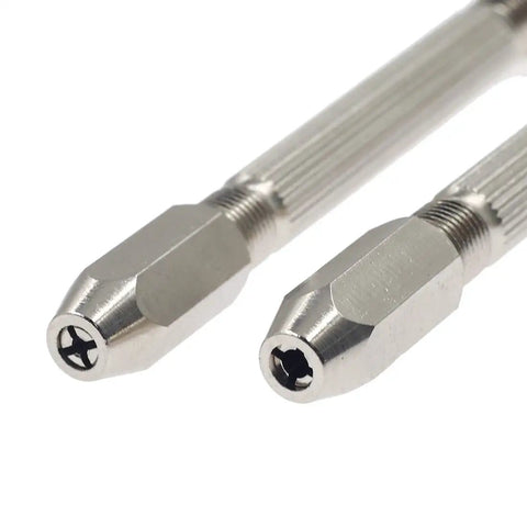 Close-up of Dual End Hexagonal Pin Vise Wire Tool with swappable collets for detailed jewelry and watch repairs.