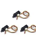 Image of Three Pack GP2Y0A21YK0F Infrared Proximity Sensors 10 To 80 Cm Range with cables for DIY robotics and maker projects.