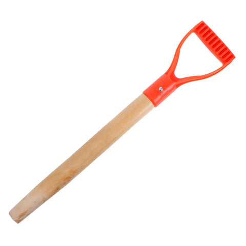 Garden Fork Replacement Handle D Shape Wooden Shovel Grip With Nonslip Surface shown on white background
