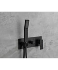Shower System, 10-Inch Ceiling Rain Head with Handheld Spray, Matte Black faucet with sleek design on wall