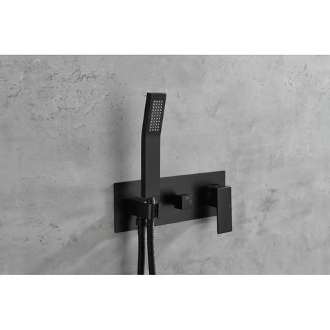 Shower System, 10-Inch Rainfall Head with Handheld Sprayer, Valve Included stylish black wall-mounted mixer valve and handheld sprayer