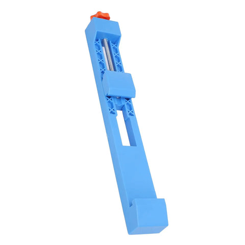 Premium Adjustable Cutting Machine Base Guide with Bi Directional Locking Brackets, blue plastic jig for woodworking.