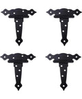 Four Pack Black Iron T Strap Shutter Hinges With Eight Screw Holes Easy To Install Heavy Duty Door Hardware For Gates And Counter Doors Ideal