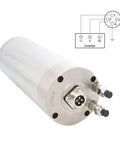 Smooth Operator 2.2KW CNC Spindle Motor With ER20 Collet And Rapid Liquid Cooling For Seamless Engraving Milling And Drilling No Sweat Wiring With Beast Mode Cutting Power, close-up view of stainless steel housing and connectors.