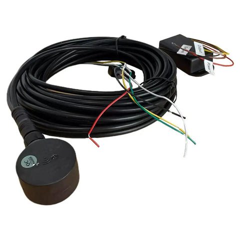 Ultrasonic Fuel Level Sensor Non Contact Gauge For Cars Trucks Motorcycles And Boats Detects Diesel Gasoline Water In Any Tank Material Metal Aluminum Stainless Steel Plastic 100cm Range AI Signal Filtering No Drill Holes Needed device with wires and connectors