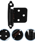 Spring Loaded Self Closing RV Door Hinges For Cabinets Semi Concealed Half Overlay Hardware displayed with close-up details.