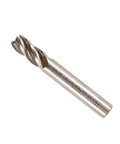 Side view of a 10mm, 4-flute HSS end mill with straight shank for CNC milling
