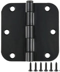 Top Shelf Rounded Door Hinges In Matte Black Coating Measuring 3.5 Inches with mounting screws and removable pin.