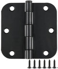 Rounded Matte Black Door Hinges Set Three And A Half Inch Five Eighths Inch Radius Thirty Pack Interior Flat Iron Bifold Standard Hinge