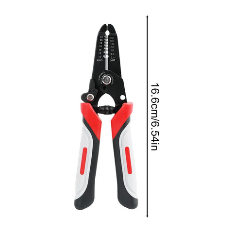 Heavy Duty Wire Stripper Pliers And Cutters, 6 Inches Long with red and black handles measuring 16.6cm for electrical jobs.