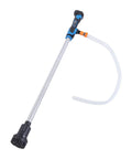 Cordless Stick Transfer Pump Brings Snappy 36 Liters per Minute Power to Crush Basement Floods and Clean Boat Bilge Gunk while Boosting Garden Irrigation and Rainwater Collection Tasks Rugged Design Sweeps away Dirty Jobs with Ease with a long tube and black nozzle.