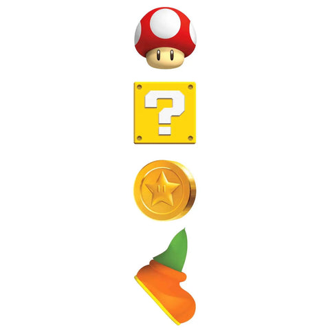 Nintendo Super Mario Bros Peel And Stick Giant Wall Decals With Yoshi And Mario, 24 Piece Wall Art Kit showing Mario game icons