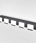 Five Light Matte Black LED Vanity Light Fixture With Acrylic Panels For Bathroom Mirror Cabinet Powder Room And More