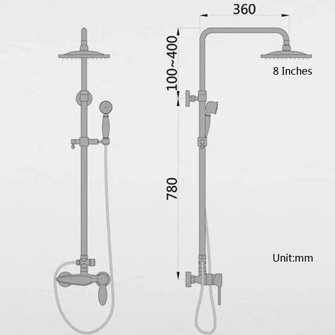 UMJIGF Shower System with Hot and Cold Water Black Shower Faucet Set multifunction design with 8-inch round head and handheld shower.
