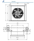 Technical diagram of Hydraulic Air Cooler With Aluminum Alloy Frame Heavy Duty 25 LPM Flow 1350W Cooling 3 MPa Working DC 12V