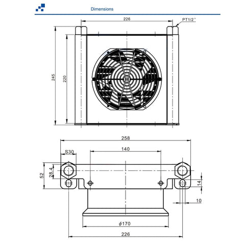 AJ1025TCA 25 LPM Flow Small Radiator Oil Cooler And Hydraulic Aluminum Alloy Air Cooler Heat Exchanger For Heavy Duty Industrial Oil Cooling Up To 3 MPa With Multi Voltage Options AC110V AC220V AC380V DC12V DC24V