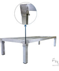 Heavy Duty Aluminum Dunnage Rack With 1850 Lb Capacity All Welded Aluminum Storage Platform For Industrial Warehouses Restaurants And Backrooms Elevates Items Off The Floor Rust Resistant Built To Last 36 Inch By 20 Inch By 8 Inch, corner detail