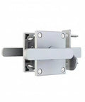 Amagogo Sliding Bolt Gate Latch-Heavy-Duty Steel Construction, Shielded Spray-Coated Finish, Latch with Double-Sided Handle, for Gates, Silver shown from the side with handles.