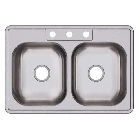 Double Bowl Top Mount Stainless Steel Kitchen Sink 22 Gauge 300 Series Heavy Duty Drop In Installation ADA Compliant over view
