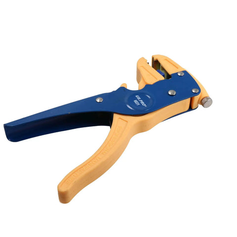Pro Rig Automatic Wire Stripper And Electrical Cutter Self Adjusting Design handles with blue and yellow grip for cables 0.2-6mm.