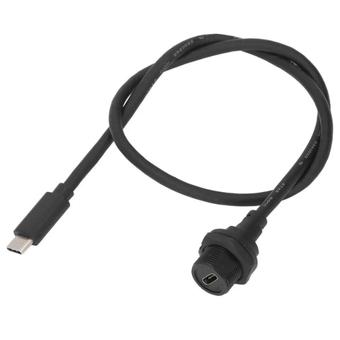 Rugged Waterproof Extension Cable With Type C And Usb 3.0 Plugs Designed For Outdoor Gear Lighting And Iot Tech, black, flexible design.