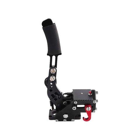 Side view of Pro Sim Racing Handbrake For PS4 PS5 USB 3.0 14Bit Precision, all-steel build, compact mount, clamp kit included.