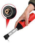 VOTOER 550W corded die grinder, red handheld rotary tool with metal nose and cutting bit.