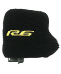 Front Brake Fluid Reservoir Cover For YZF R6 Sport Motorcycles 2000 To 2023 with embroidered R6 logo, black fabric