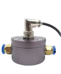 Gear Flow Meter Circular Positive Displacement Mechanical Flow Meter For Industrial Use 1 Piece Flow Sensor, side view with metal fittings